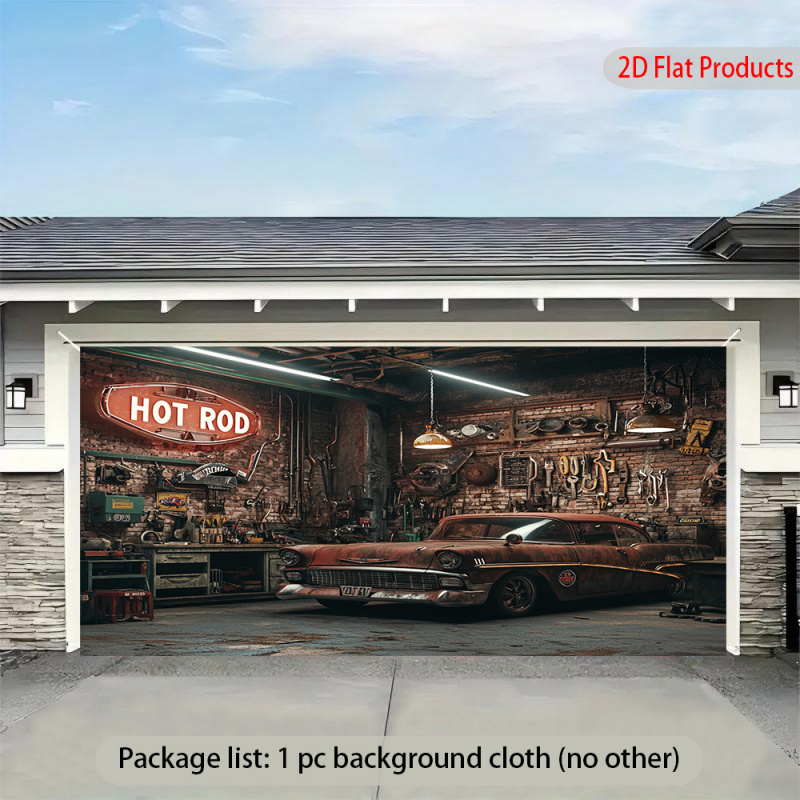 1Vintage Car Garage Banner Bac - Auto Repair Shop Background บทวิจารณ์และราคา