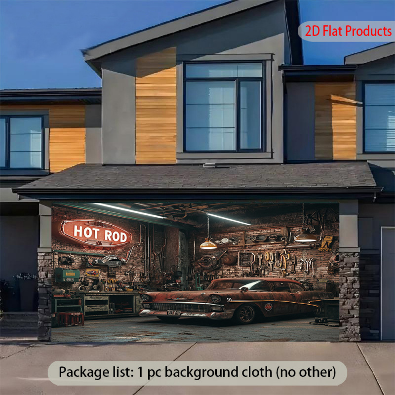 1Vintage Car Garage Banner Bac - Auto Repair Shop Background บทวิจารณ์และราคา