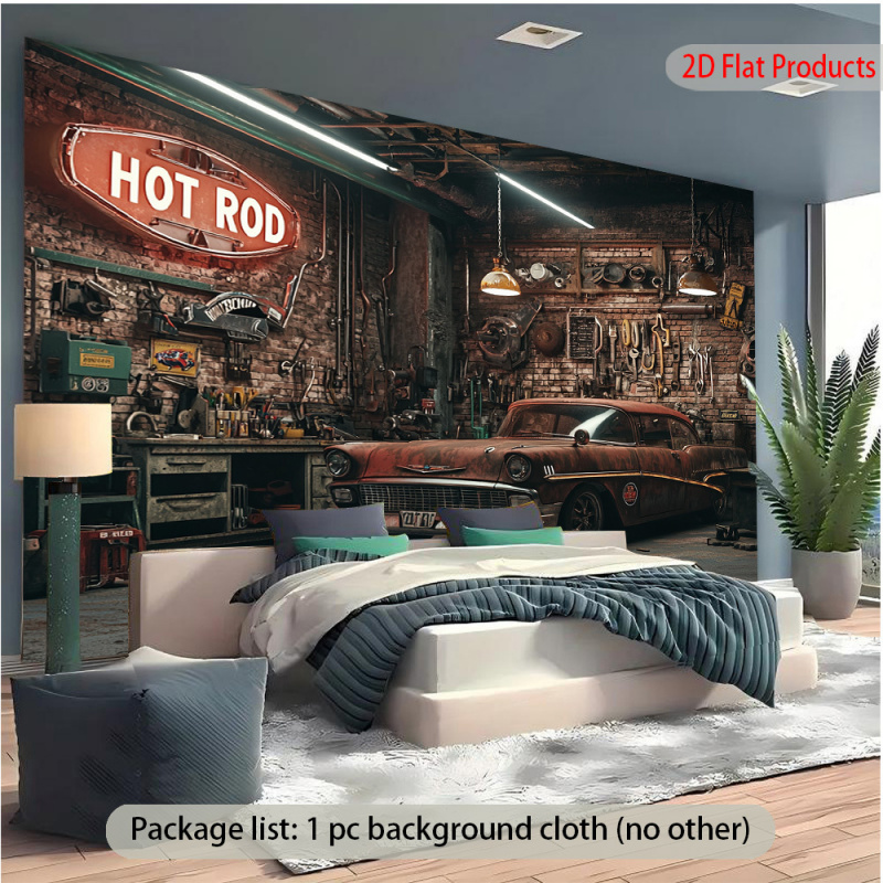 1Vintage Car Garage Banner Bac - Auto Repair Shop Background บทวิจารณ์และราคา